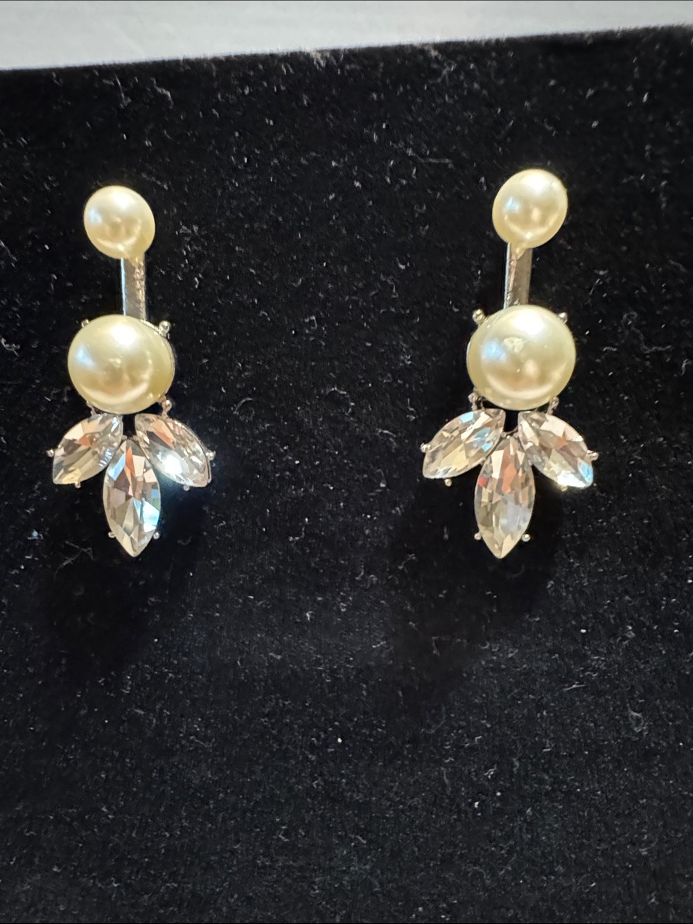 Vintage Pearl and Crystal Drop Earrings